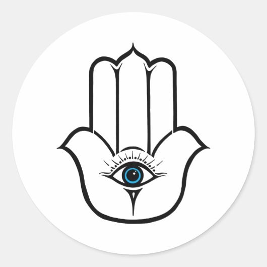 Einfache moderne Hamsa Hand Fatima Runder Aufkleber (Vorderseite)