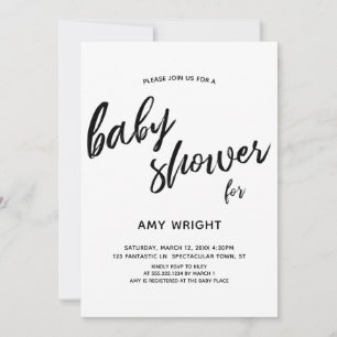 Einfache, moderne handgeschriebene Babyparty Einladung