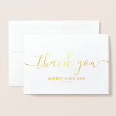 Einfache moderne, handgeschriebene Dankeschön Folienkarte (Vorderseite mit Umschlag)