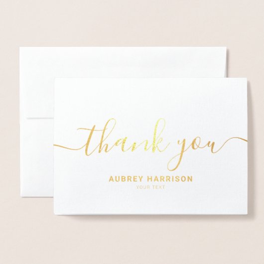 Einfache moderne, handgeschriebene Dankeschön Folienkarte (Vorderseite mit Umschlag)