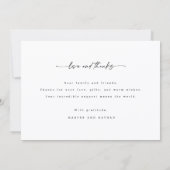 Einfache moderne handgeschriebene Fotohochzeit Dankeskarte (Rückseite)