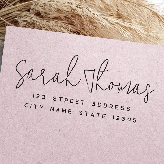 Einfache, moderne, handgeschriebene Rücksendeadres Gummistempel