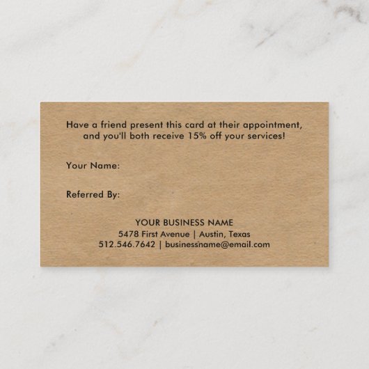 Einfache, moderne, handgeschriebene Skripte | Kraf Empfehlungskarte (Rückseite)