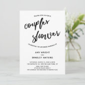 Einfache, moderne Handschreibpaare Dusche Einladung (Stehend Vorderseite)