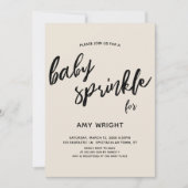 Einfache moderne Handschrift Baby Sprinkle Creme Einladung (Vorderseite)