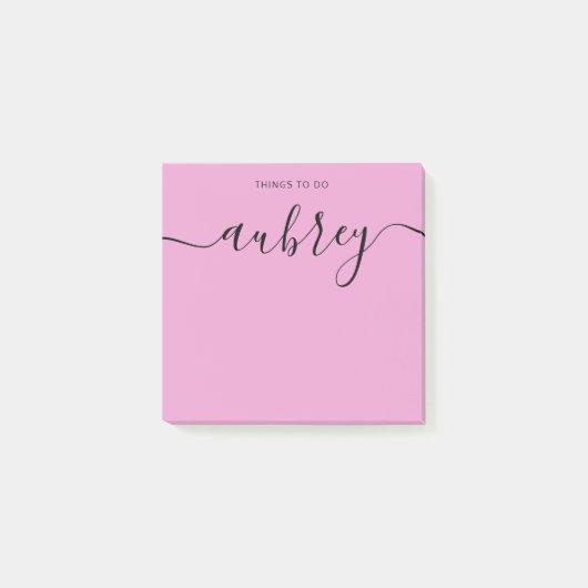 Einfache, moderne Handschrift Name Rosa Anmerkunge Post-it Klebezettel (Vorderseite)
