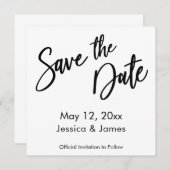 Einfache moderne Handschrift Typografie Schwarz/We Save The Date (Vorne/Hinten)