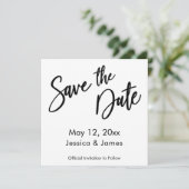 Einfache moderne Handschrift Typografie Schwarz/We Save The Date (Stehend Vorderseite)