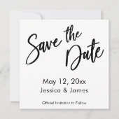 Einfache moderne Handschrift Typografie Schwarz/We Save The Date (Vorderseite)