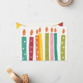 Einfache moderne Happy Birthday Candles Mitteilungskarte (Vorderseite/Rückseite Beispiel)