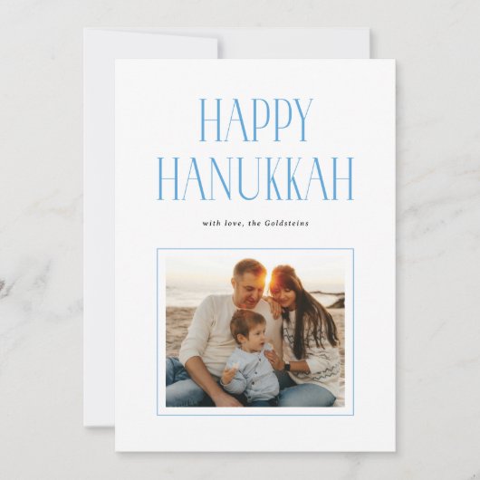 Einfache moderne „Happy Hanukkah“-Typografie-Foto Feiertagskarte (Vorderseite)