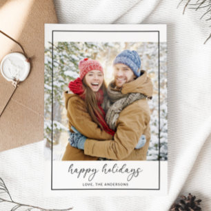 Einfache moderne Happy Holidays Fotokarte Einladung