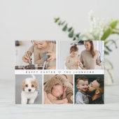 Einfache moderne Happy Osterfamilie FotoCollage Feiertagskarte (Stehend Vorderseite)