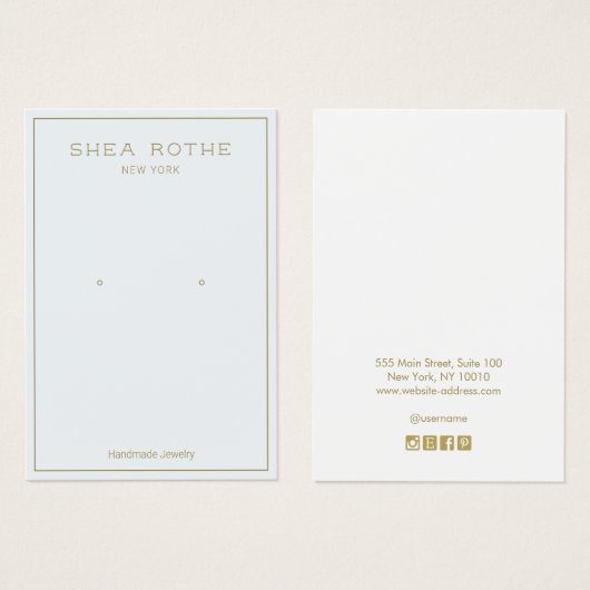 Einfache, moderne, hellblaue Earring-Display-Karte (Vorne & Hinten)