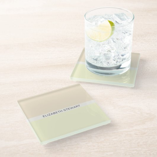 Einfache, moderne, helle Pfirsich und Gelb Glasuntersetzer (Schrägansicht)