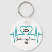Einfache moderne Herzklopfärztin Krankenpflege Schlüsselanhänger (Vorderseite)