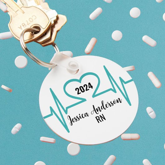 Einfache moderne Herzklopfärztin Krankenpflege Schlüsselanhänger