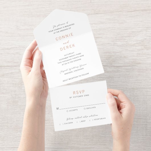 Einfache moderne Hochzeit All-in-One-Einladung (Abreißstreifen)