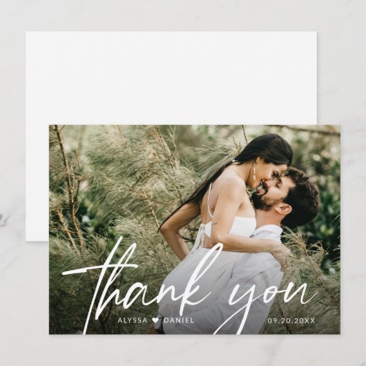 Einfache moderne Hochzeit Danke Foto (Vorne/Hinten)