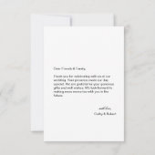 Einfache moderne Hochzeit Dankeschön Karte W Note (Rückseite)