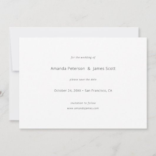 Einfache, moderne Hochzeit des Fotos rettet das Da Save The Date (Rückseite)