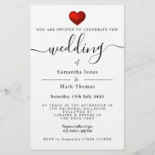 Einfache moderne Hochzeit des Roten Herzens Briefpapier (Vorderseite)