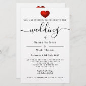 Einfache moderne Hochzeit des Roten Herzens Briefpapier (Vorne/Hinten)