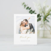 Einfache moderne Hochzeit Foto Vielen Dank Postcar Ankündigungspostkarte (Stehend Vorderseite)