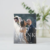 Einfache moderne Hochzeit für Foto Vielen Dank Postkarte (Stehend Vorderseite)