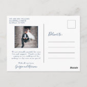 Einfache moderne Hochzeit für Foto Vielen Dank Postkarte (Rückseite)