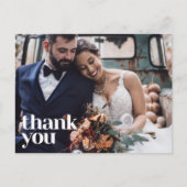 Einfache moderne Hochzeit für Foto Vielen Dank Postkarte (Vorderseite)