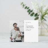 Einfache moderne Hochzeit im Foto retten das Datum Ankündigungspostkarte (Stehend Vorderseite)