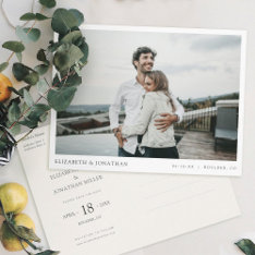 Einfache Moderne Hochzeit Im Foto Retten Das Datum Einladungspostkarte at Zazzle