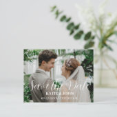 Einfache moderne Hochzeit im Foto retten das Datum Postkarte (Stehend Vorderseite)