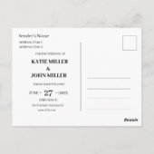 Einfache moderne Hochzeit im Foto retten das Datum Postkarte (Rückseite)