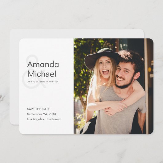 Einfache moderne Hochzeit im Foto retten das Datum Save The Date (Vorne/Hinten)