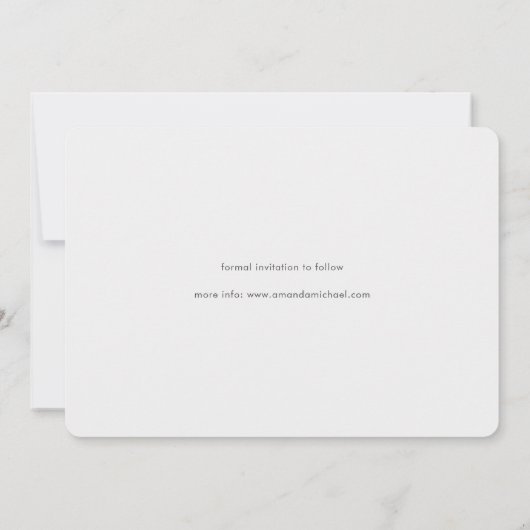 Einfache moderne Hochzeit im Foto retten das Datum Save The Date (Rückseite)