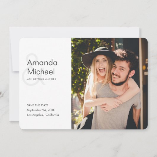 Einfache moderne Hochzeit im Foto retten das Datum Save The Date (Vorderseite)