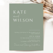 Einfache moderne Hochzeit in Grün und Weiß Einladung