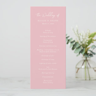 Einfache moderne Hochzeit in Rosa Programm