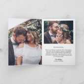 Einfache moderne Hochzeit mit 4 Fotos Dankeskarte (Innenseite)