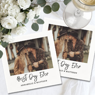 Einfache moderne Hochzeit mit Fotos Serviette