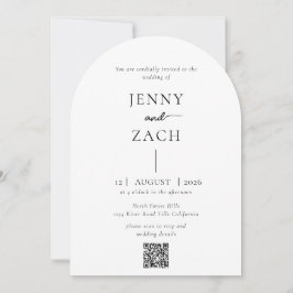 Einfache moderne Hochzeit mit QR-Code-Foto Einladung