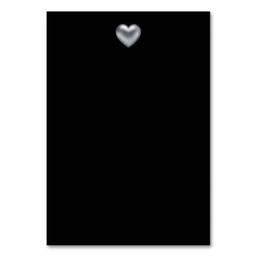 Einfache moderne Hochzeit mit Silberherz Tischnummer (Rückseite)