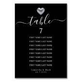 Einfache moderne Hochzeit mit Silberherz Tischnummer (Vorderseite)