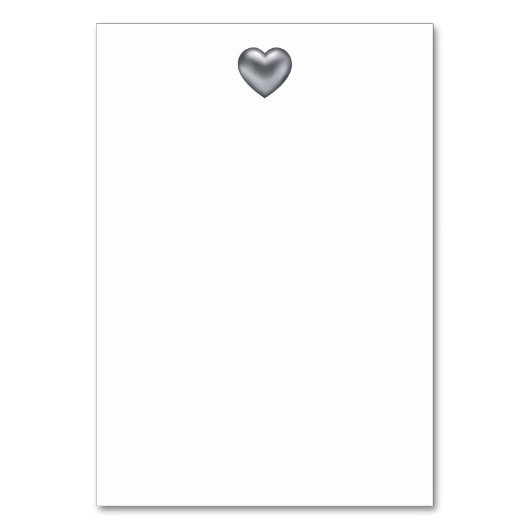 Einfache moderne Hochzeit mit Silberherz Tischnummer (Rückseite)