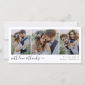 Einfache moderne Hochzeit mit vier Fotos Dankeskarte (Vorderseite)