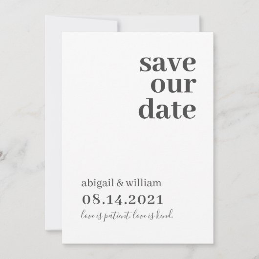 Einfache moderne Hochzeit ohne Foto retten das Dat Save The Date (Vorderseite)