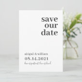 Einfache moderne Hochzeit ohne Foto retten das Dat Save The Date (Stehend Vorderseite)