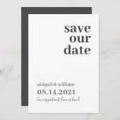 Einfache moderne Hochzeit ohne Foto retten das Dat Save The Date (Vorne/Hinten)